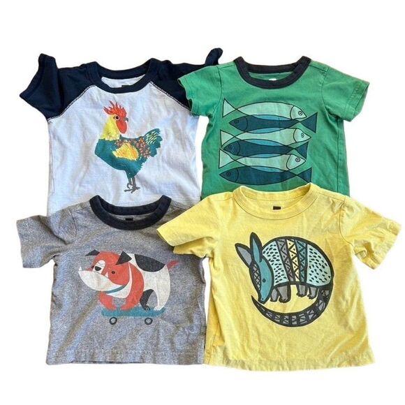 Lot of 4 Baby‎ Boy Tea Collection 6-9 Month Basic Graphic Tees - Picture 1 of 9